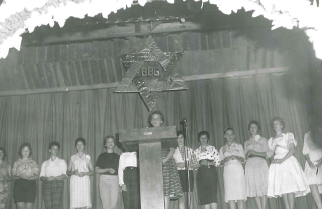 A diverse crowd of people celebrating at a concert, raising their hands and cheering.